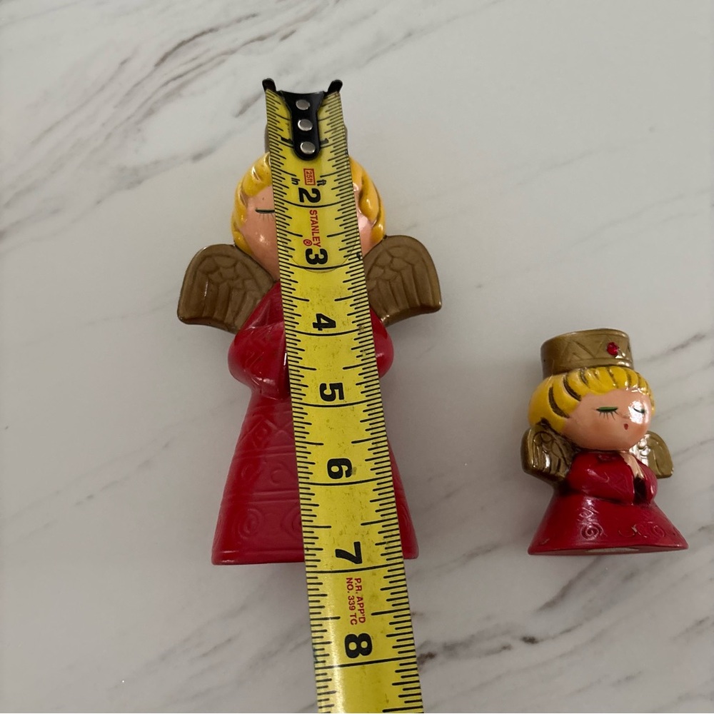 Vintage Set 2 Pair Ardco Japan Red Angel Candleholder Taper Candles Retro Deco - Picture 6 of 10